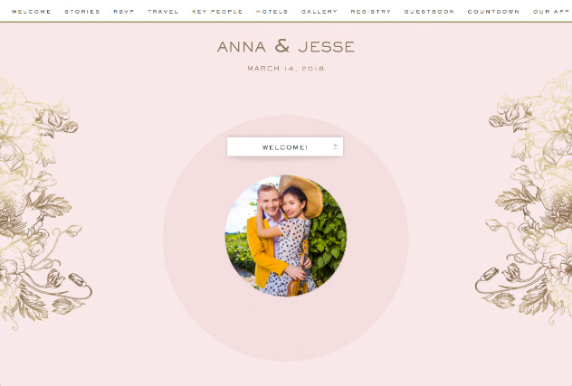 Etched floral Blush single page website layout