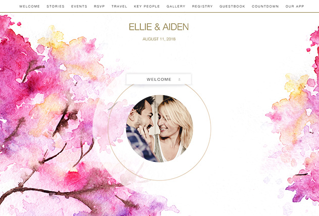 Pink Branches single page website layout